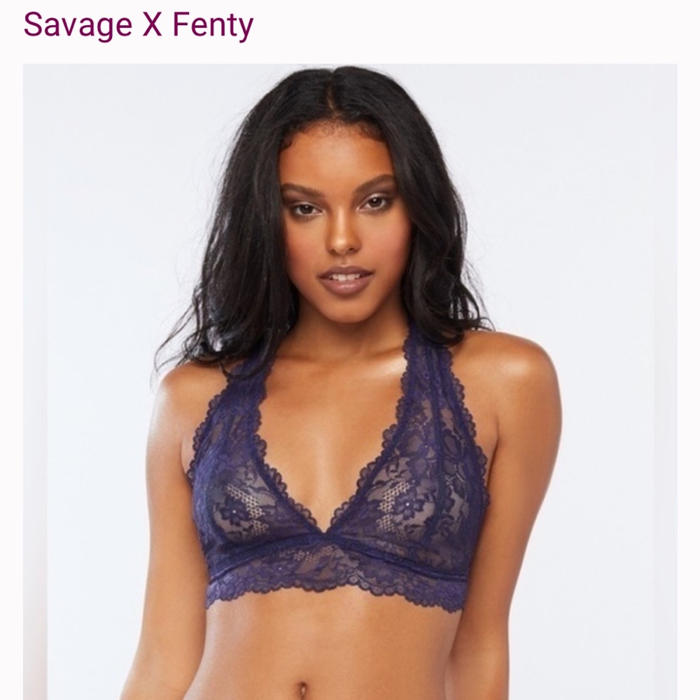 New navy savage x fenty racer back lace bralette bra